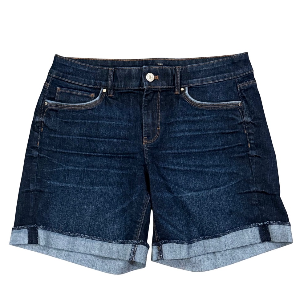 White House Black Market The 5 Inch Short Dark Wash Cuffed Denim Jean Shorts 6